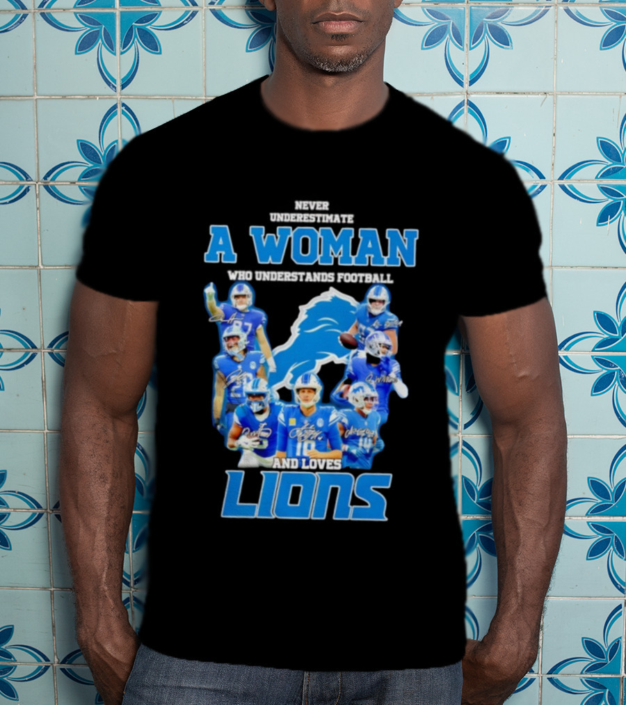 A Woman Who Understands Football And Loves Lions Players T-Shirt