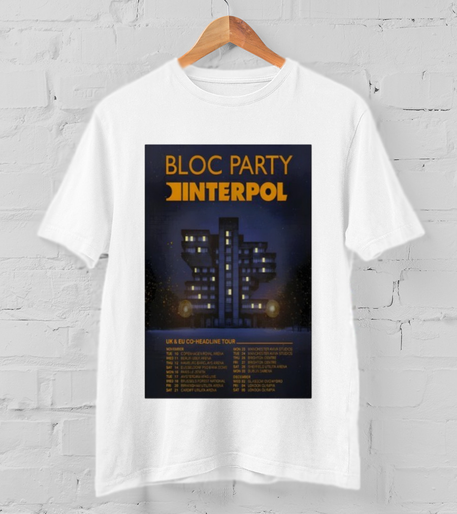 Bloc Party Interpol UK EU Co-Headline Tour November 2026 T-Shirt