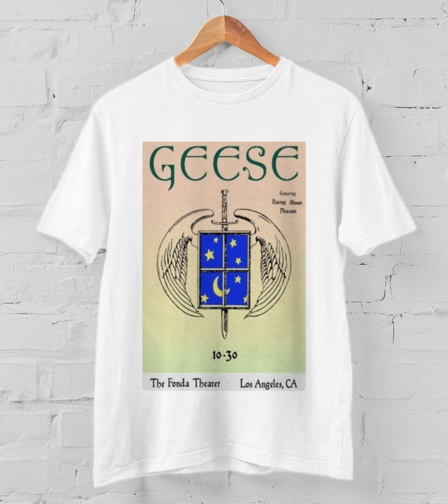 Geese Featuring Racing Mount Pleasant Fonda Theatre Los Angeles 10-30 Sword Wings Moon Stars T-Shirt