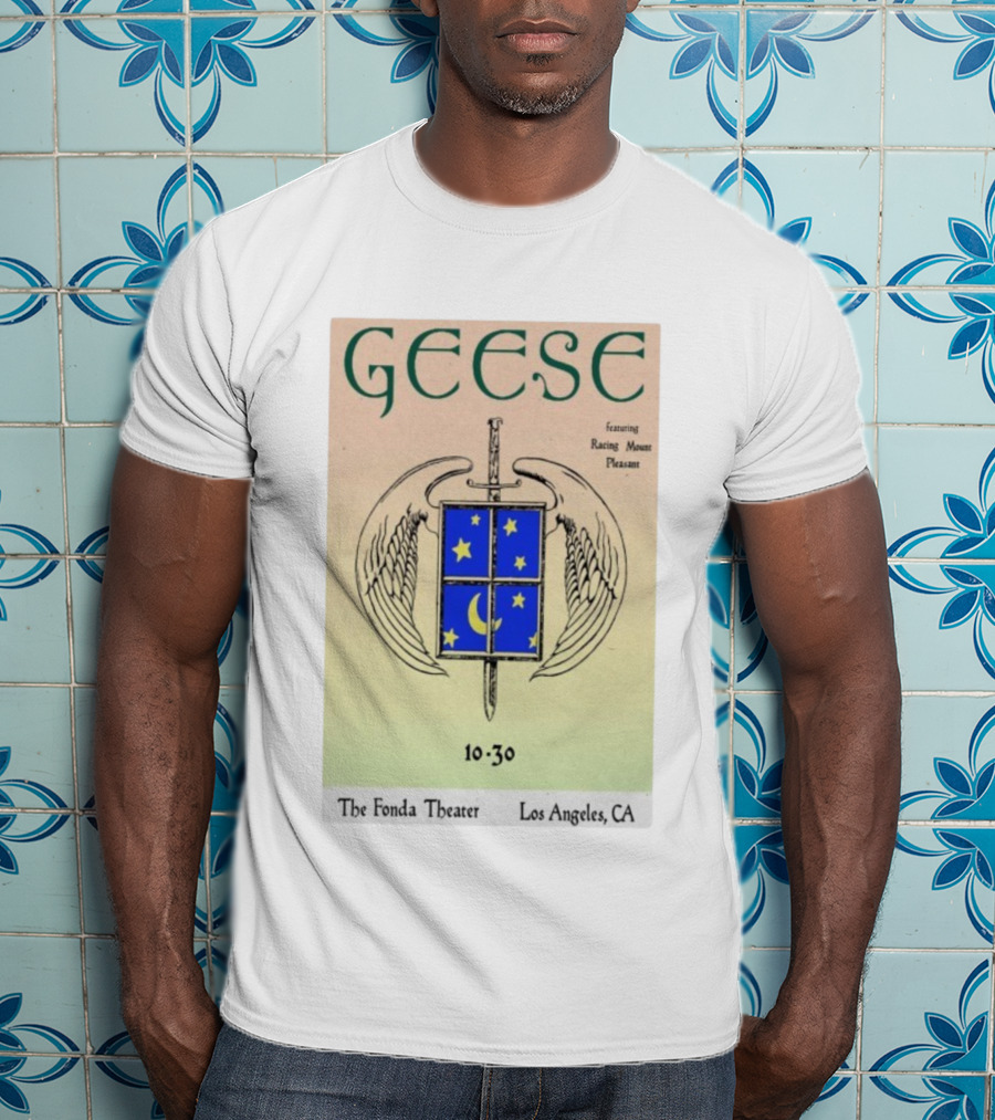 Geese Featuring Racing Mount Pleasant Fonda Theatre Los Angeles 10-30 Sword Wings Moon Stars T-Shirt