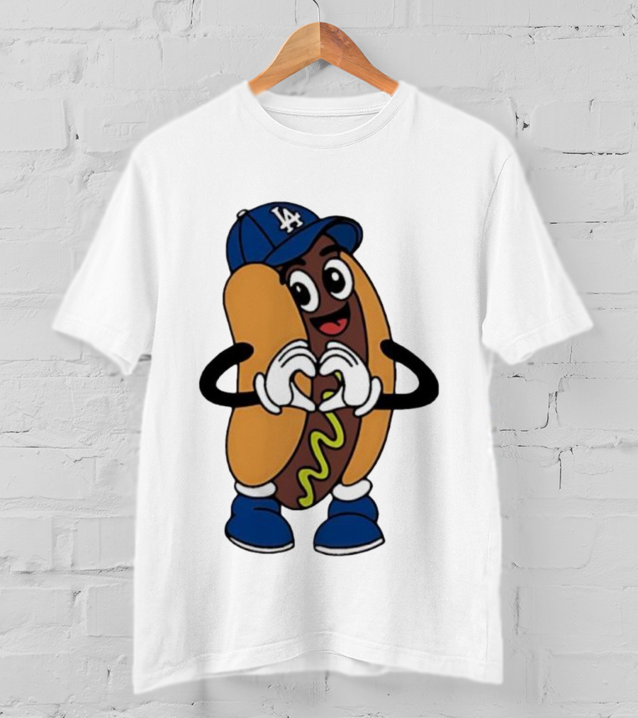 Dodger Dog LA Hat Hot Dog Los Angeles Dodgers Baseball Character T-Shirt