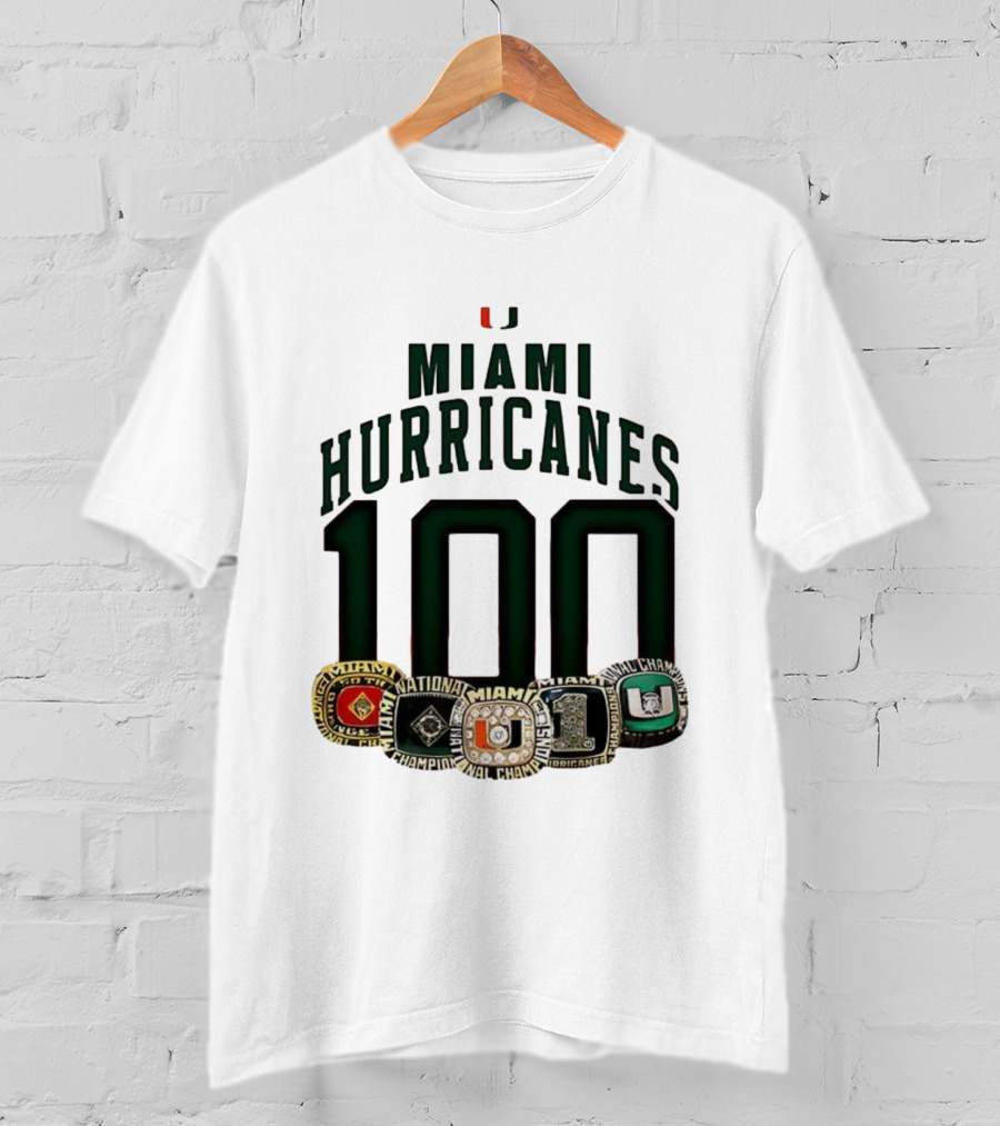 Miami Hurricanes 100 National Champions Rings T-Shirt