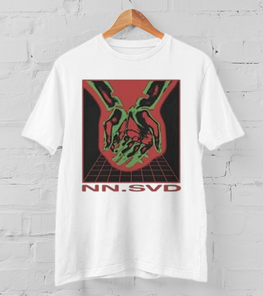 NN SVD Now Saved Hands Green Skeleton Art On Red Background T-Shirt