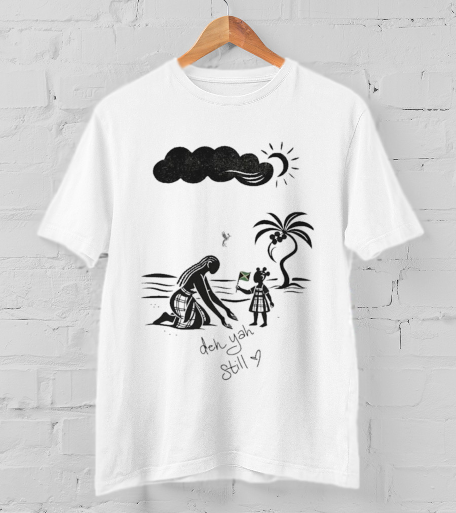 Jodie Turner-Smith X Project Hope Deh Yah Still Jamaican Flag Palm Tree Clouds Sun T-Shirt