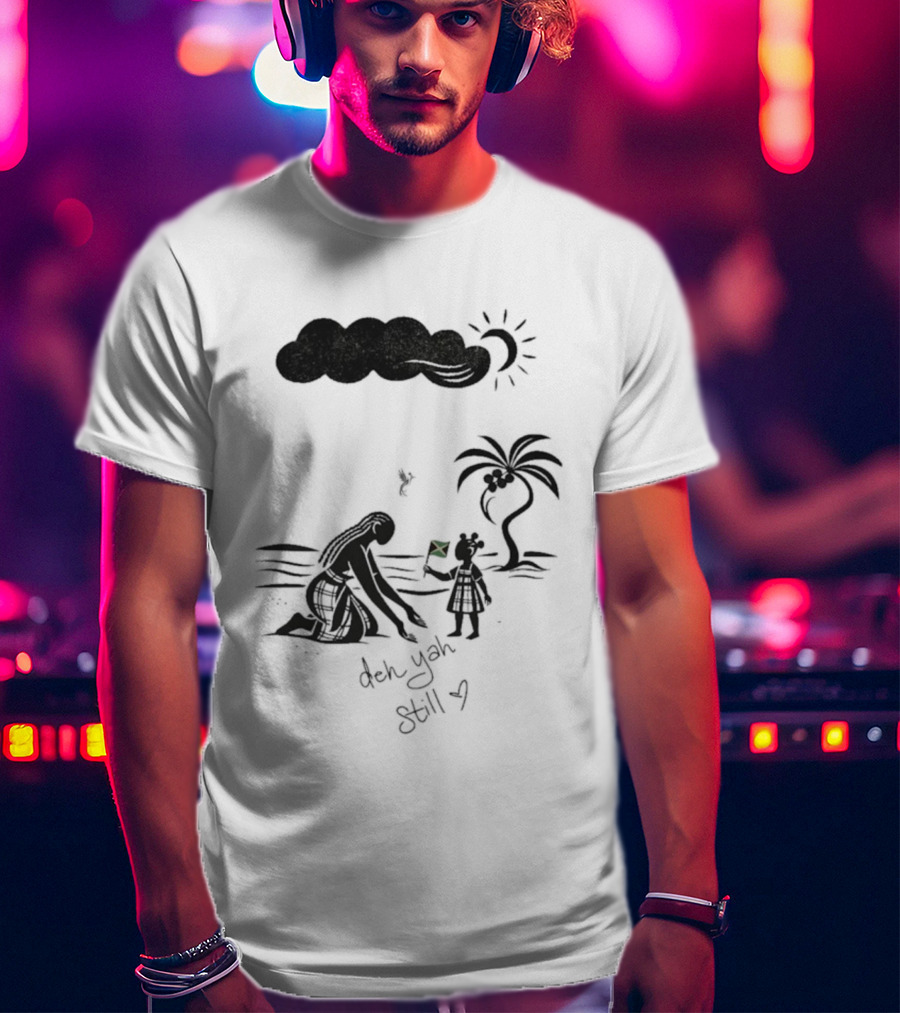 Jodie Turner-Smith X Project Hope Deh Yah Still Jamaican Flag Palm Tree Clouds Sun T-Shirt