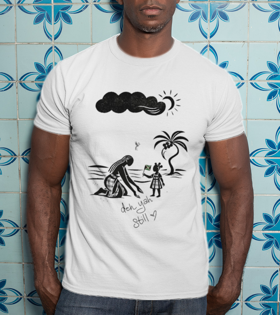 Jodie Turner-Smith X Project Hope Deh Yah Still Jamaican Flag Palm Tree Clouds Sun T-Shirt
