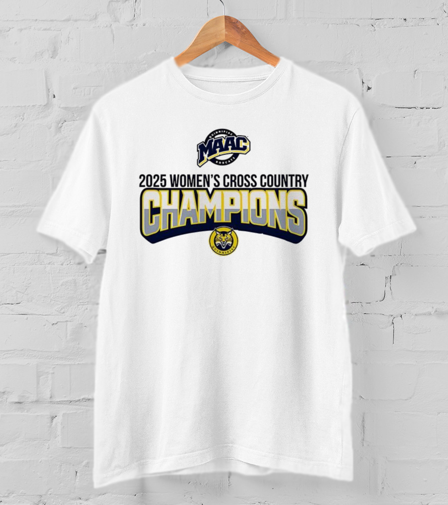 Quinnipiac University 2025 Women's Cross Country Champions MAAC Logo T-Shirt