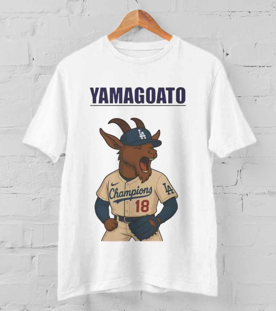 Yamagoato Champions LA 18 Goat Baseball Illustration T-Shirt