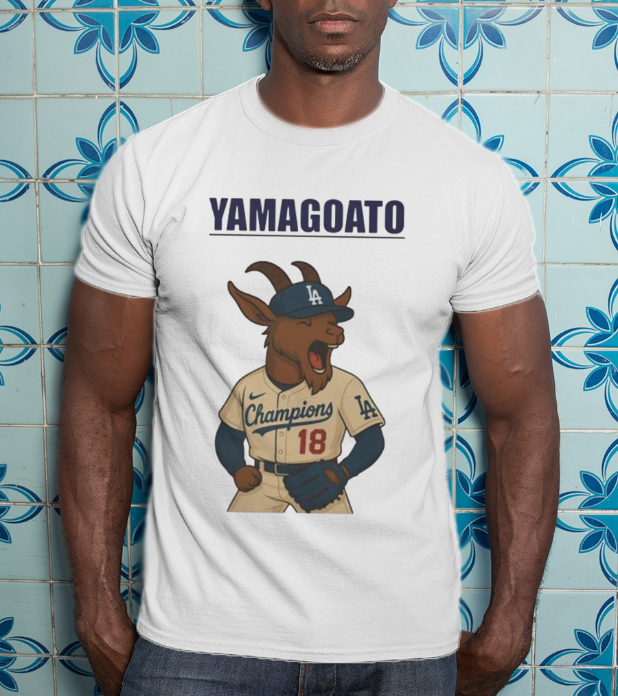 Yamagoato Champions LA 18 Goat Baseball Illustration T-Shirt