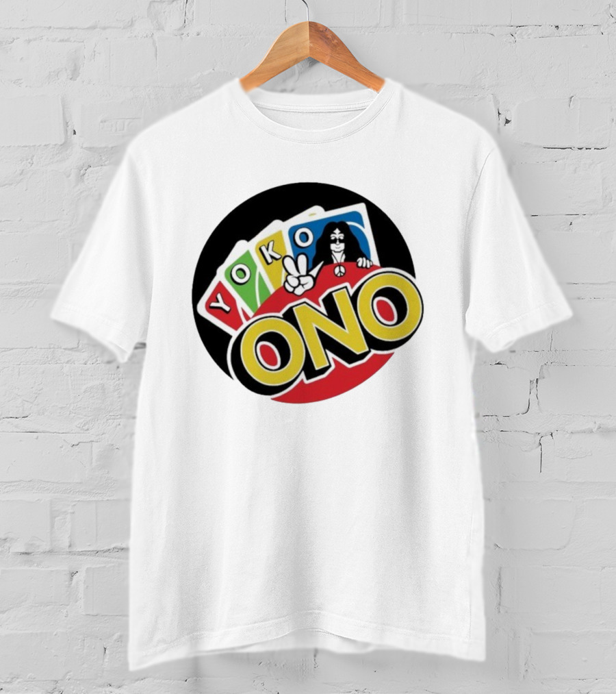 Yoko Ono Uno Peace Sign Card Game Mashup T-Shirt