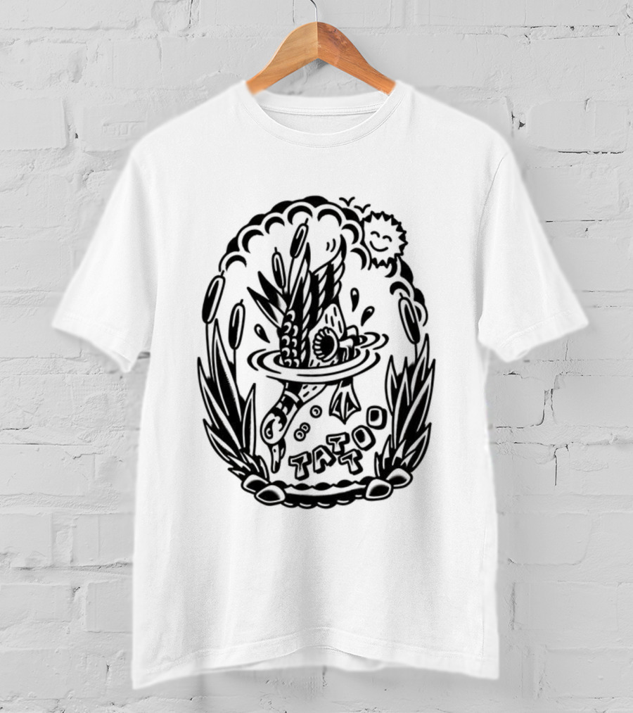 Tattoo Duck Splash Inked Bird Bowl Scene T-Shirt