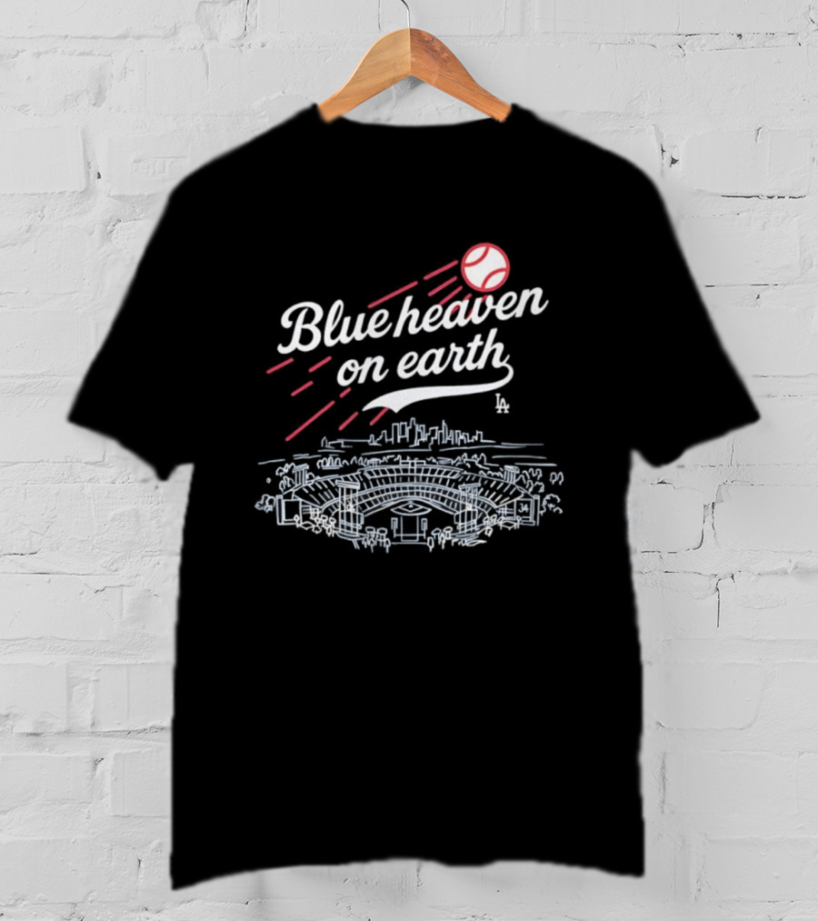 Blue Heaven On Earth Dodger Stadium Baseball Scene T-Shirt