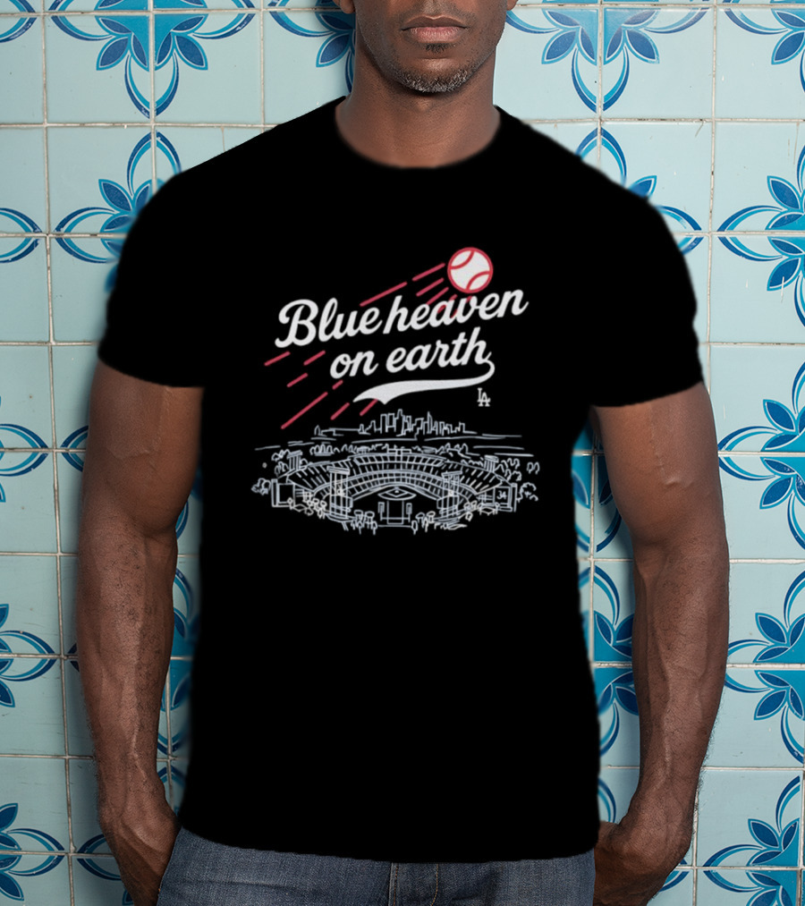 Blue Heaven On Earth Dodger Stadium Baseball Scene T-Shirt