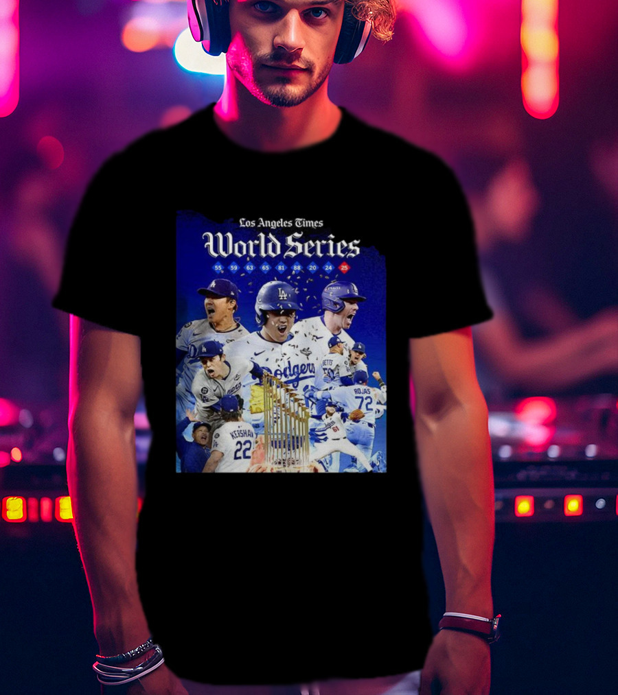 Los Angeles Dodgers World Series Champions 2025 Celebration With Iconic Moments And Championship Years T-Shirt