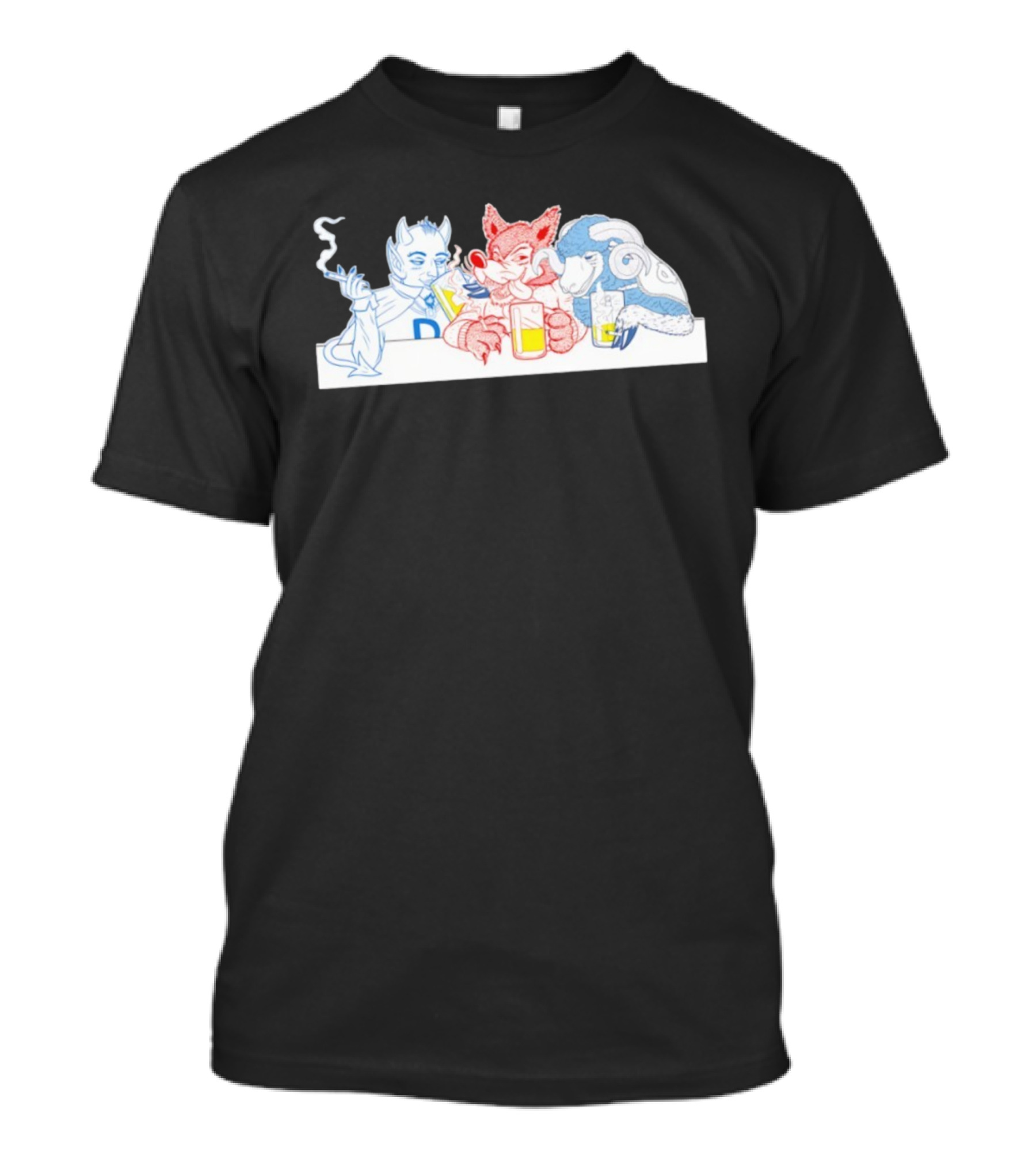 Duke Blue Devils North Carolina State Wolfpack Tar Heels Mascot Drinking Trio T-Shirt
