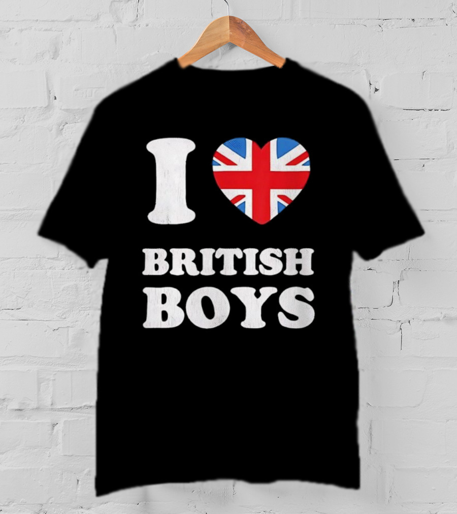 I Love British Boys Union Jack Heart Design T-Shirt