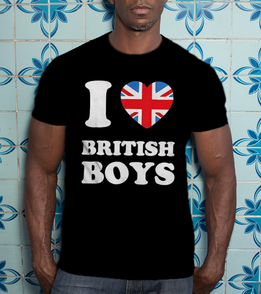 I Love British Boys Union Jack Heart Design T-Shirt