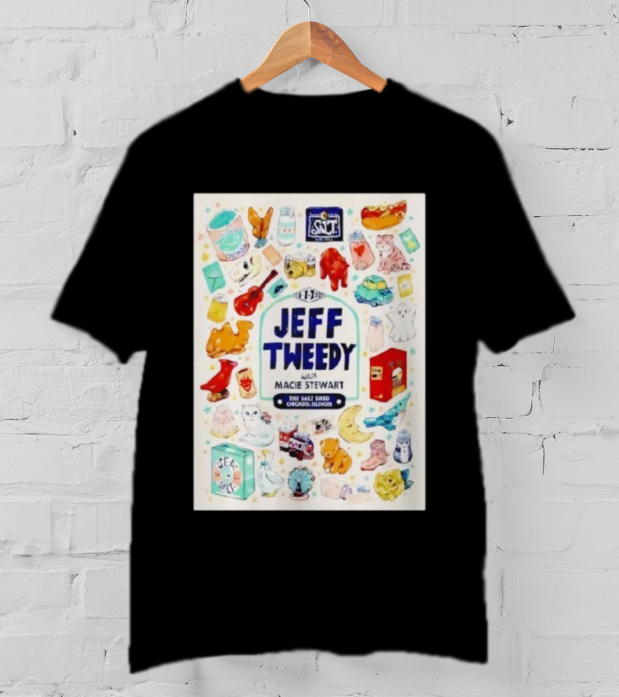 Jeff Tweedy With Macie Stewart The Salt Shed Chicago Illinois November 1 2025 Sea Salt Cats Boots Moon Pizza T-Shirt
