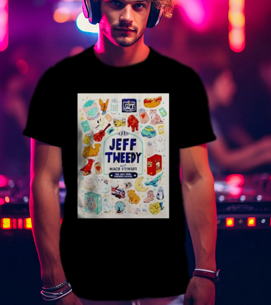 Jeff Tweedy With Macie Stewart The Salt Shed Chicago Illinois November 1 2025 Sea Salt Cats Boots Moon Pizza T-Shirt