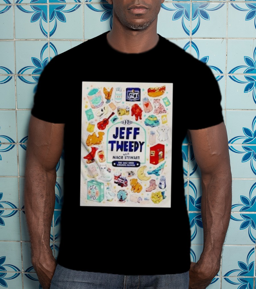 Jeff Tweedy With Macie Stewart The Salt Shed Chicago Illinois November 1 2025 Sea Salt Cats Boots Moon Pizza T-Shirt