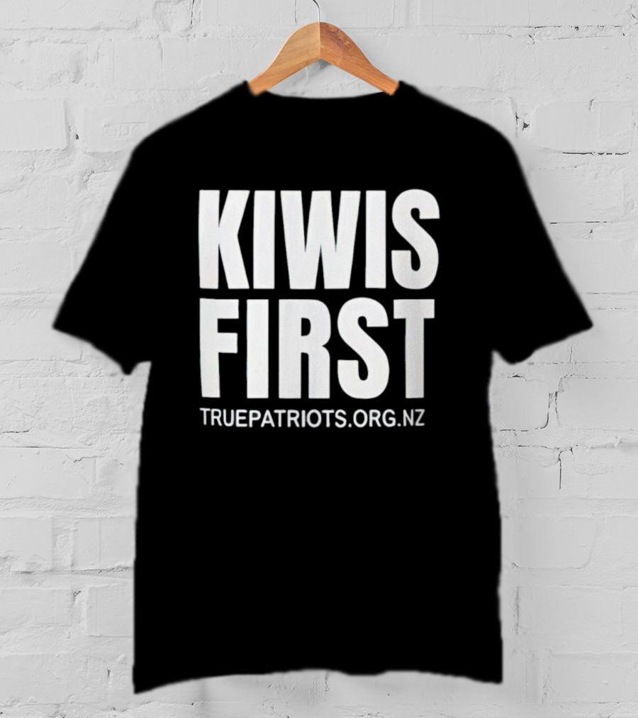 Kiwis First Truepatriots.org.nz Bold Text Statement T-Shirt