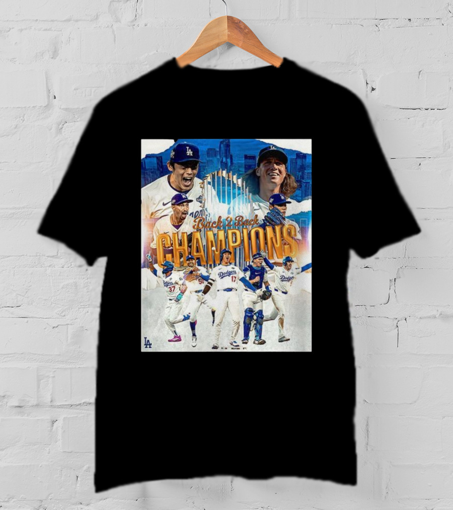 Back 2 Back Champions Los Angeles Dodgers 2025 Celebration T-Shirt