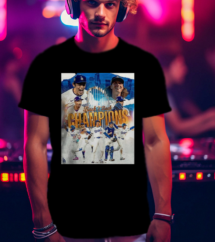 Back 2 Back Champions Los Angeles Dodgers 2025 Celebration T-Shirt