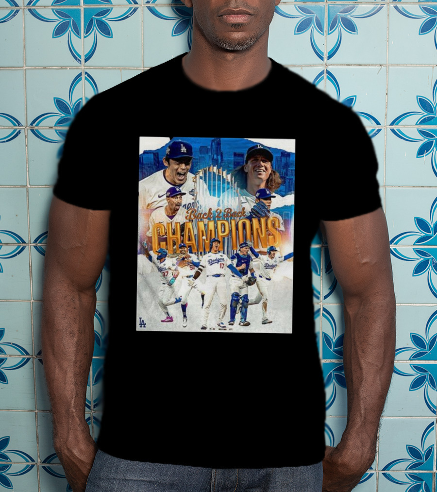 Back 2 Back Champions Los Angeles Dodgers 2025 Celebration T-Shirt