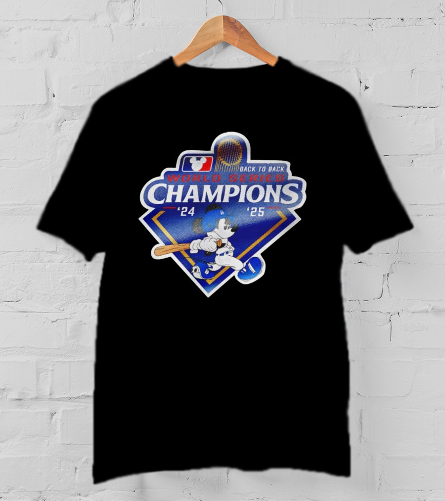 Back To Back World Series Champions '24 '25 Mickey Mouse Dodgers T-Shirt