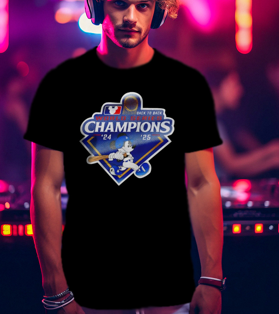 Back To Back World Series Champions '24 '25 Mickey Mouse Dodgers T-Shirt
