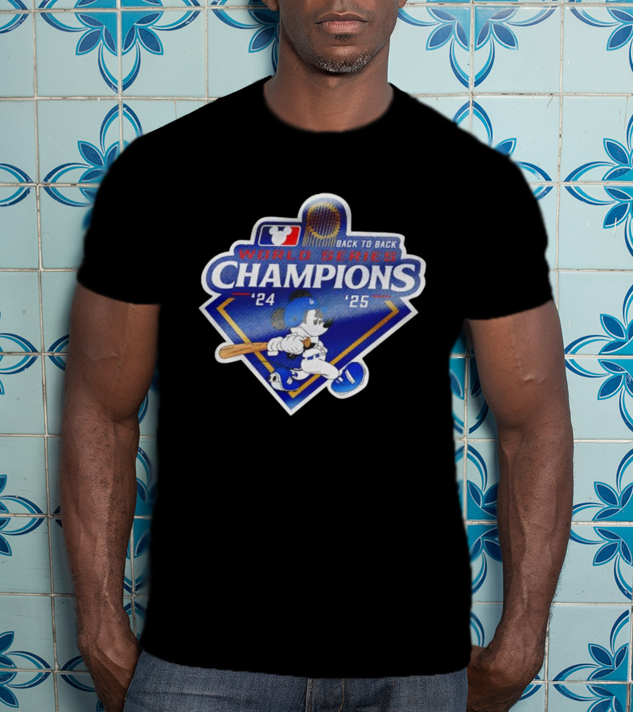 Back To Back World Series Champions '24 '25 Mickey Mouse Dodgers T-Shirt
