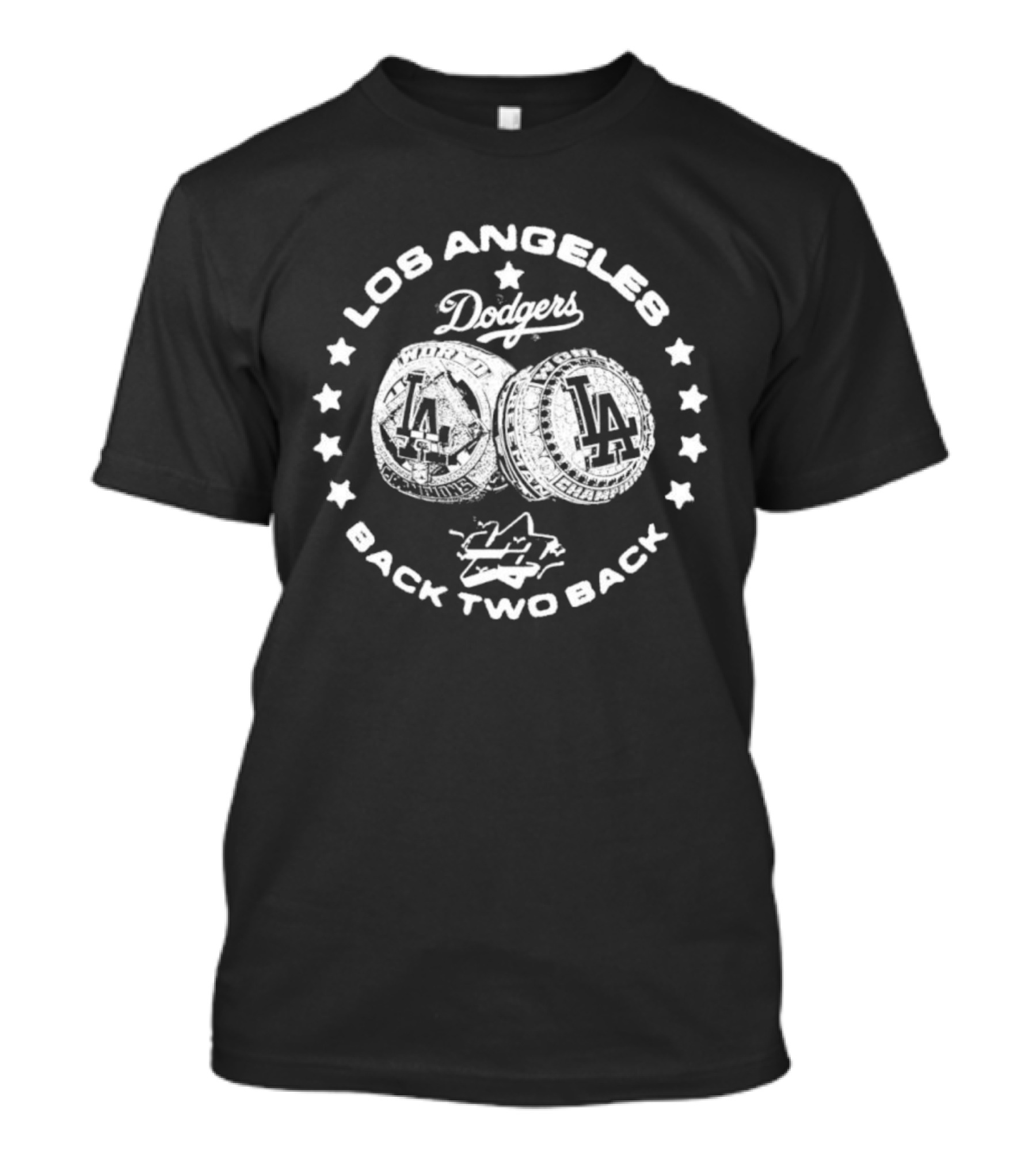 Los Angeles Dodgers Back Two Back Rings LA Logo T-Shirt