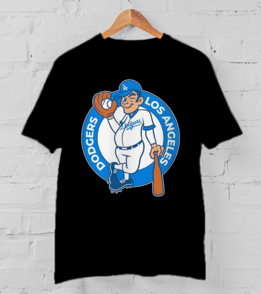 Los Angeles Dodgers Vintage Cartoon Character MLB Team Retro Style T-Shirt