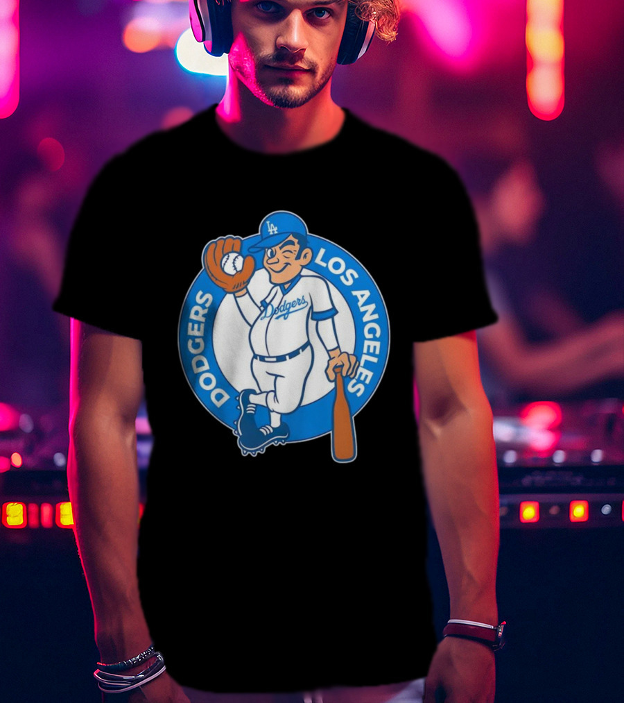 Los Angeles Dodgers Vintage Cartoon Character MLB Team Retro Style T-Shirt