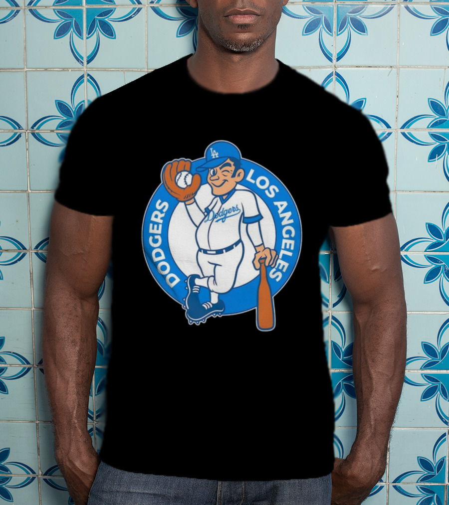 Los Angeles Dodgers Vintage Cartoon Character MLB Team Retro Style T-Shirt