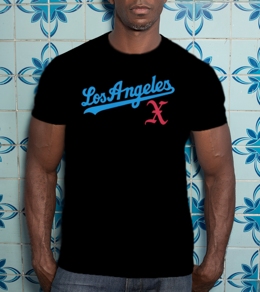 Los Angeles Crossed Red X Baseball Style T-Shirt