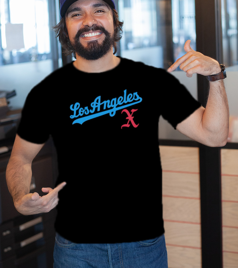 Los Angeles Crossed Red X Baseball Style T-Shirt