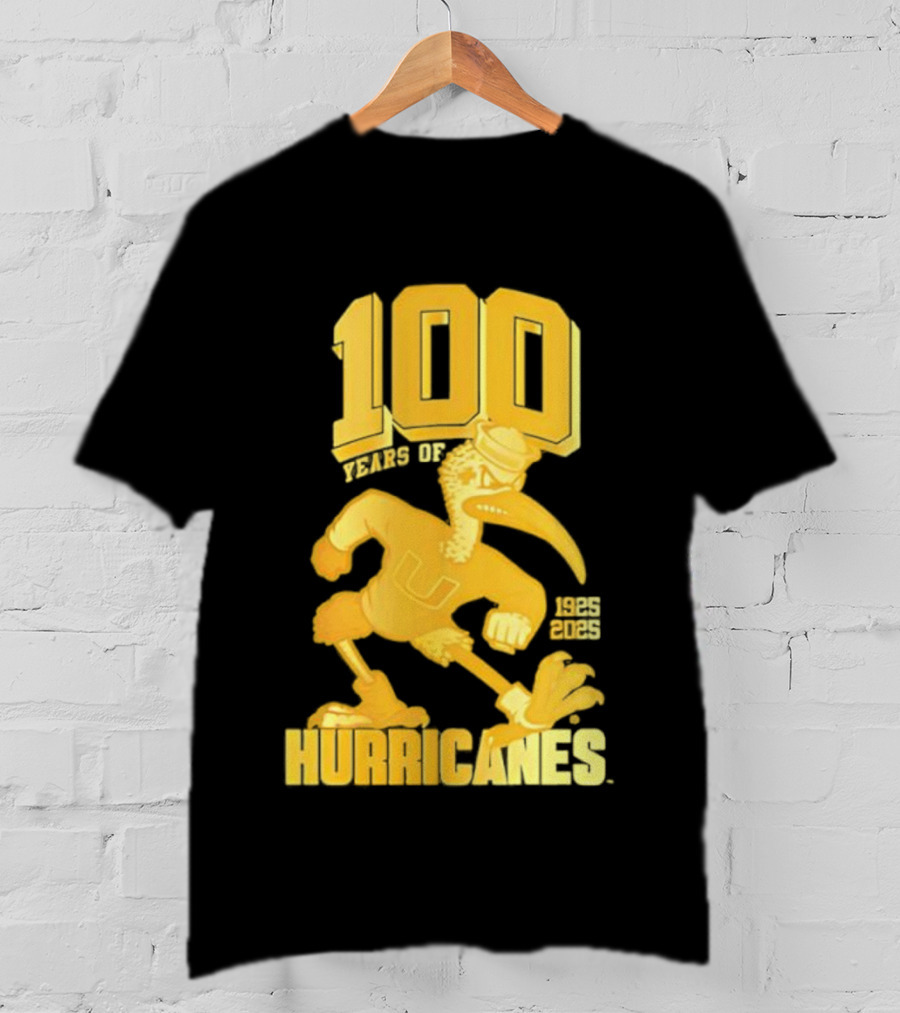 Miami Hurricanes Centennial Sebastian The Ibis 1925-2025 T-Shirt