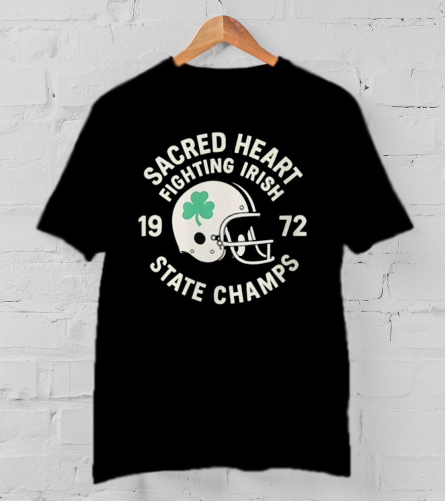 Sacred Heart Fighting Irish 1972 State Champs Football Helmet T-Shirt