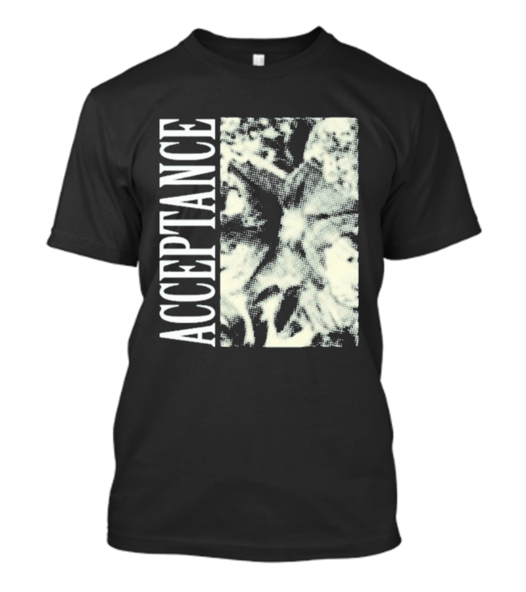 Acceptance 90s Grunge Style Vertical Text Block T-Shirt