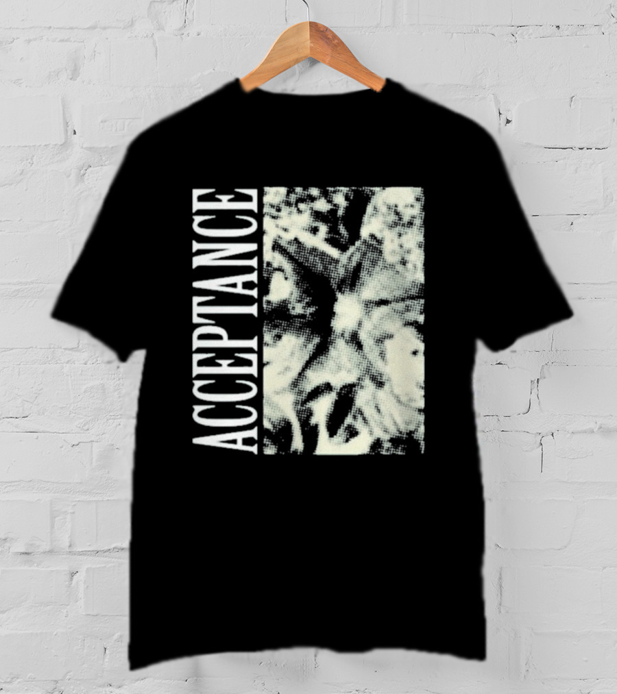 Acceptance 90s Grunge Style Vertical Text Block T-Shirt