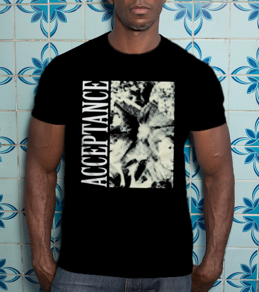 Acceptance 90s Grunge Style Vertical Text Block T-Shirt