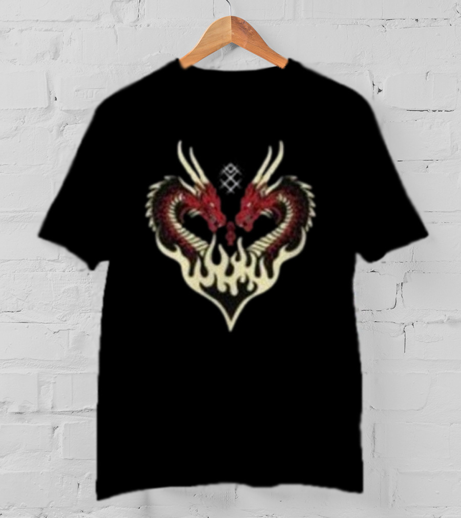 Kruzadar Dragon Heart Dual Red Dragons Flame Embrace T-Shirt