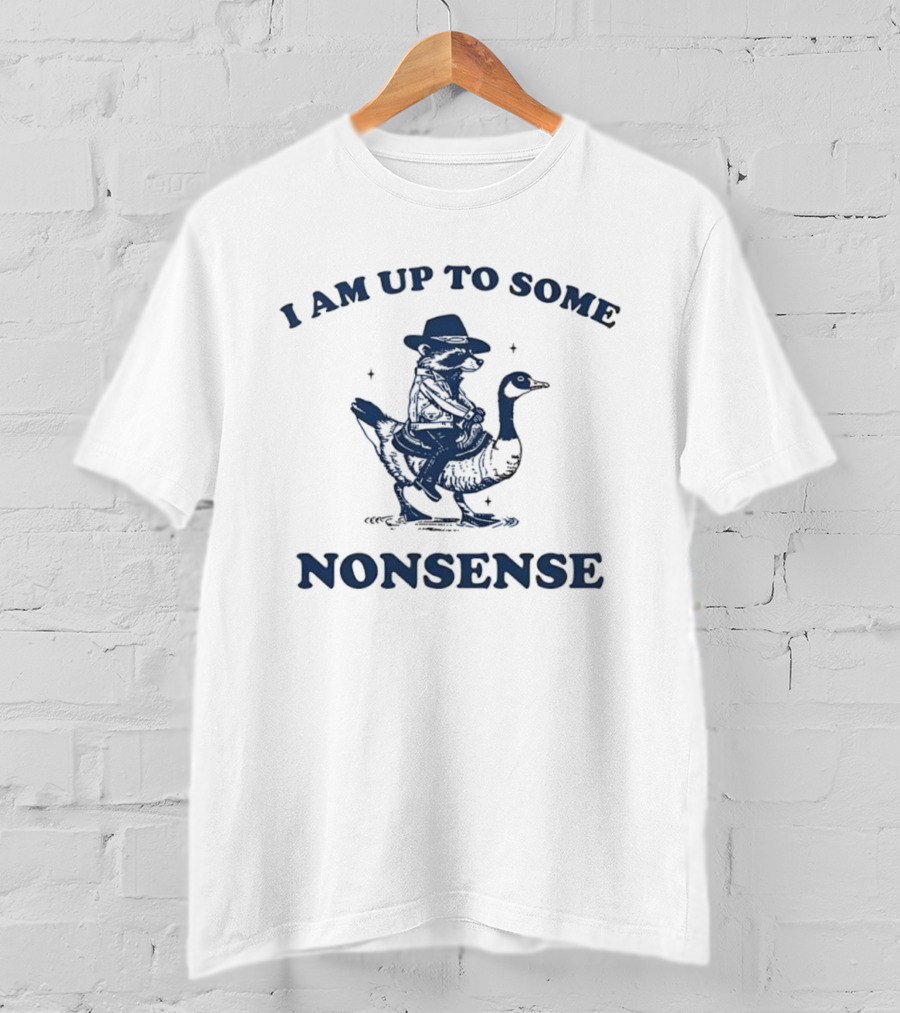 I Am Up To Some Nonsense Raccoon Riding Duck Cowboy Hat Fun T-Shirt