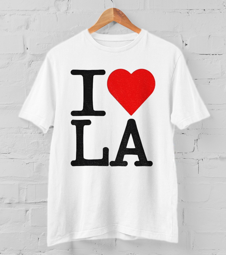 Los Angeles Dodgers Fan I Love LA Heart Classic Iconic Text T-Shirt