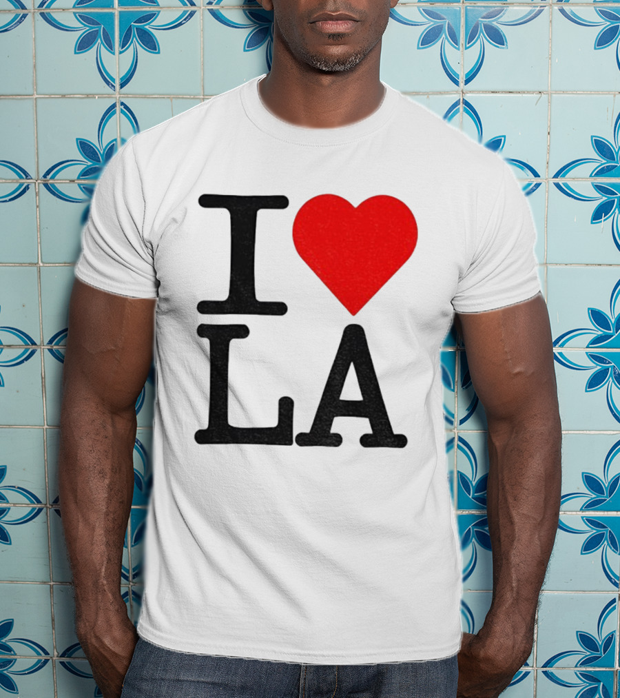 Los Angeles Dodgers Fan I Love LA Heart Classic Iconic Text T-Shirt