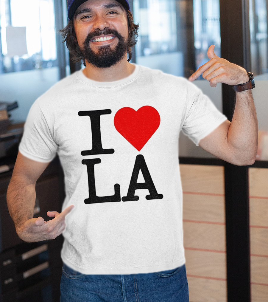 Los Angeles Dodgers Fan I Love LA Heart Classic Iconic Text T-Shirt
