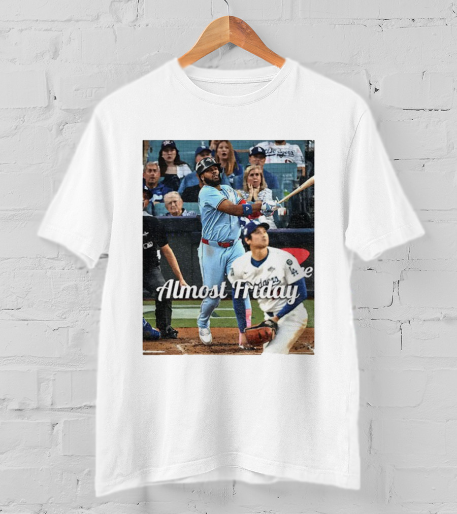 Vladimir Guerrero Jr. Toronto Blue Jays Almost Friday MLB Baseball Action T-Shirt