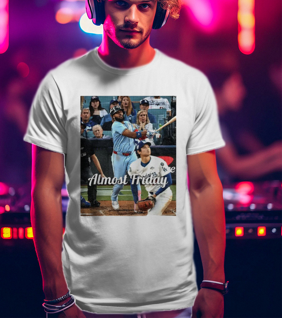 Vladimir Guerrero Jr. Toronto Blue Jays Almost Friday MLB Baseball Action T-Shirt