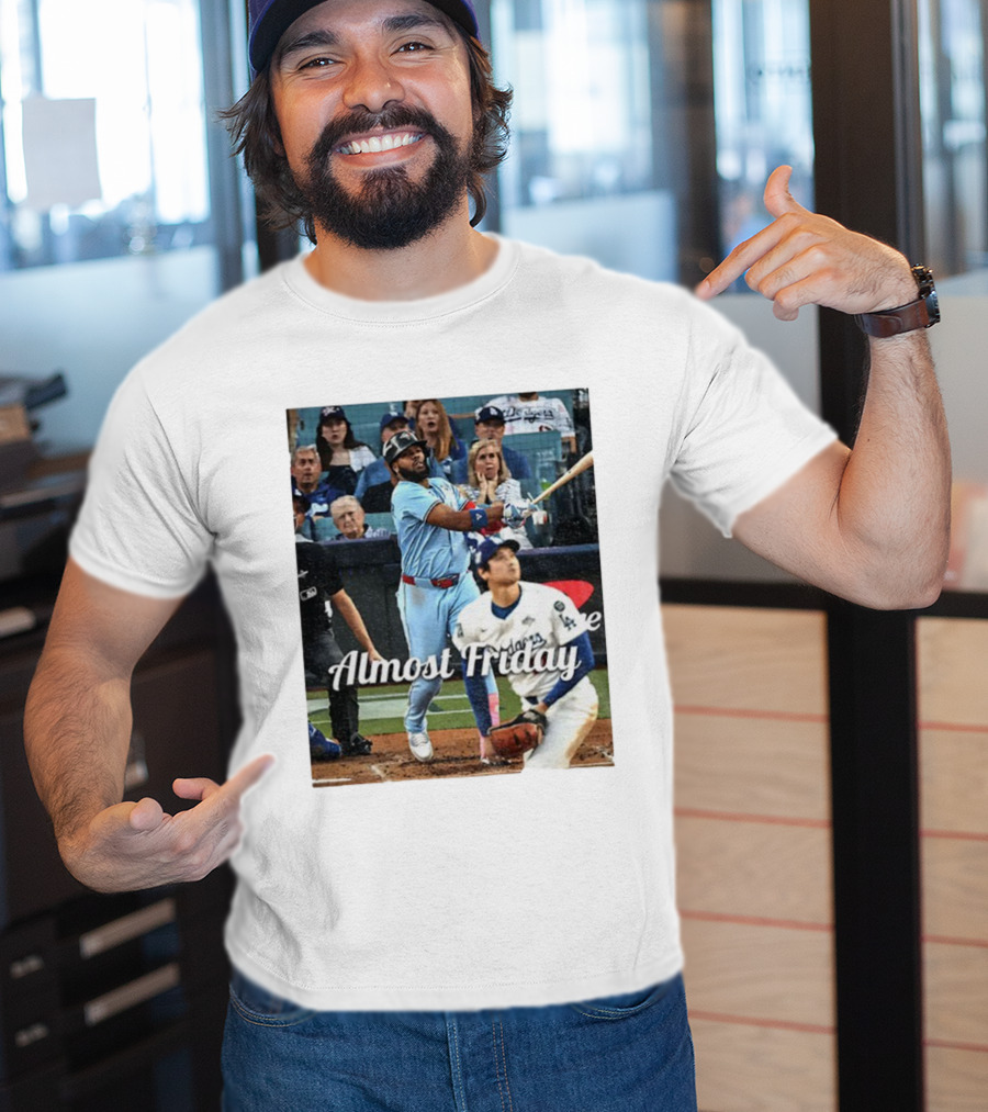 Vladimir Guerrero Jr. Toronto Blue Jays Almost Friday MLB Baseball Action T-Shirt